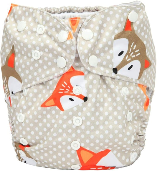 2 to 7 Years Old Junior Big Cloth Diaper Pocket Reusable Washable Baby Toddler (Dot Fox)