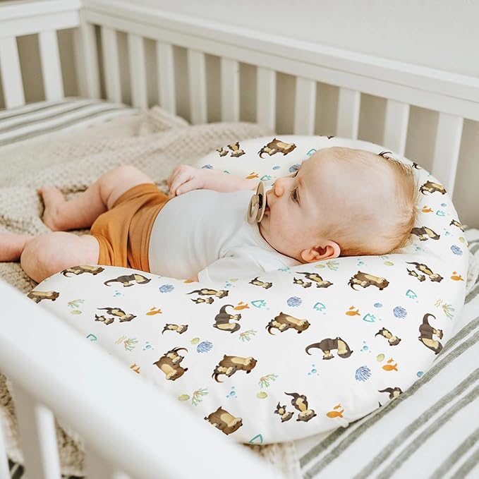 Cute Otters Family Baby Nursing Pillow Covers for Boy Girl Sea Otters Fishes Corals Conches Nursery Pillowcase for Breastfeeding Pillows Ocean Animals Soft Stretchy Slipcovers for Newborn Infant