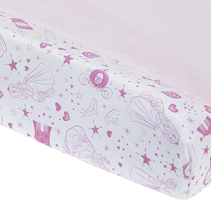 Disney Princess - Dare to Dream Super Soft Pink and White Changing Pad Cover