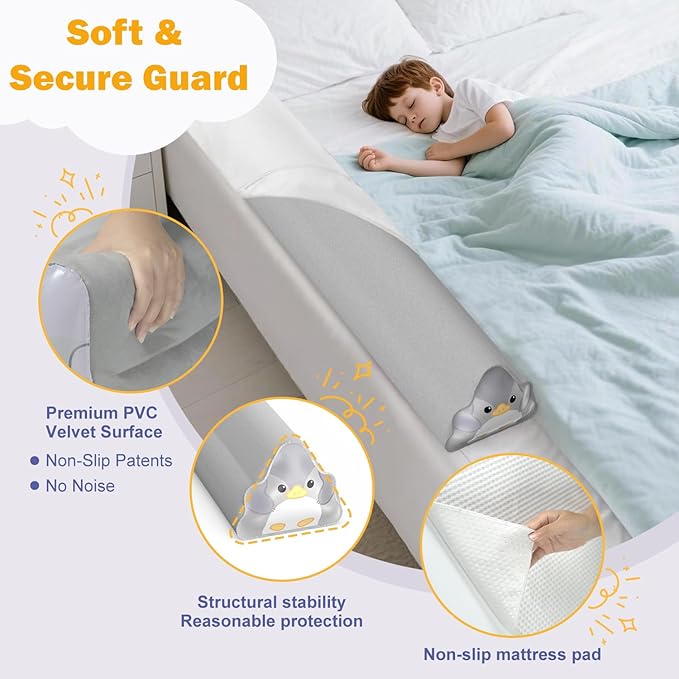 Single Inflatable Bed Rail: with Built-in Pump, 2026 Portable Travel Bed Bumper for Hotel, Visiting & Home, Soft Foldable Safety Guard