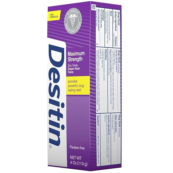 Desitin Maximum Strength Diaper Rash Paste 4 oz tube (Pack of 6)