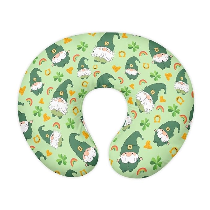 Green Irish Lucky Clover Baby Nursing Pillow Covers for Women St. Patrick's Day Breastfeeding Pillowcase Music Notes Pillowcase for Newborn Infant Bottle Breast Feeding Pillow