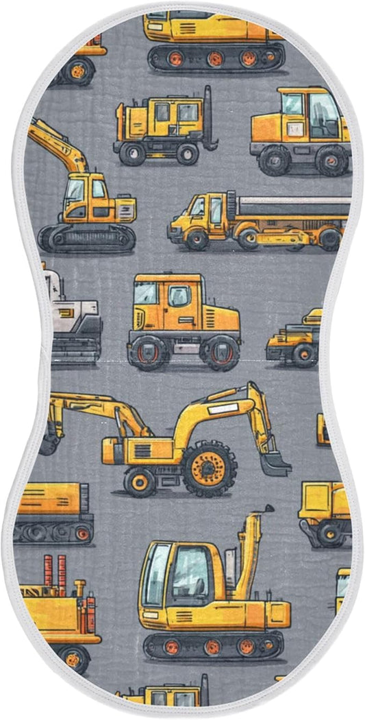 Construction Excavator Trucks Burp Cloths Baby Boys Girls Absorbent Soft Cotton Burping Cloths Rags, 1 Pack