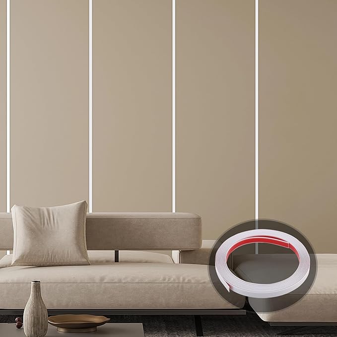 Coengwui Peel and Stick Wall Trim, Flexible Mirror Edging, Finish Molding for Ceiling Floor Tile Edge Furniture and Home Decoration (Matte White, 196.8" x 0.4")