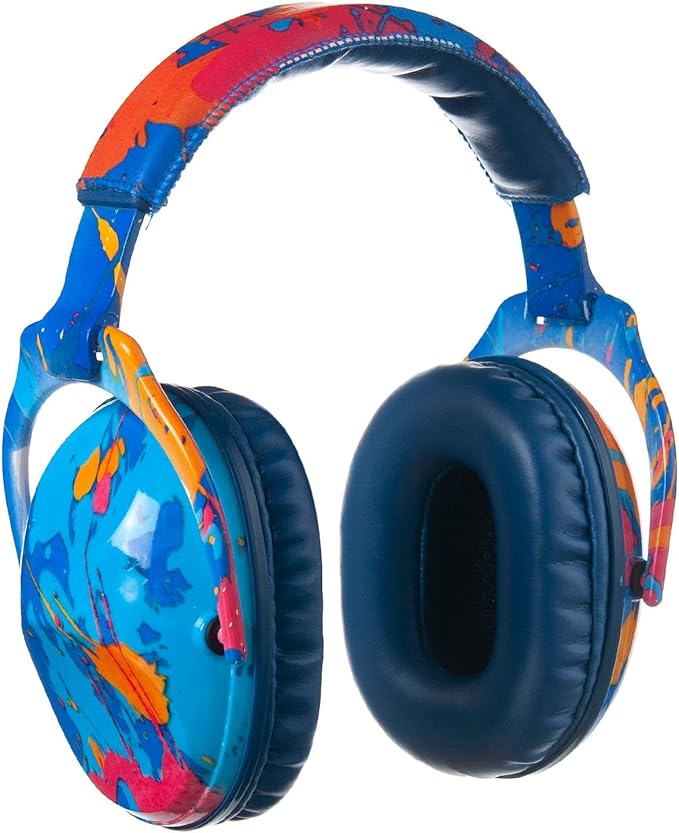 Kids Hearing Protection,25dB NRR Noise Reduction,Sound Proof for Kids,Toddler,Safety Earmuffs for Concert,Airplane,Autism,Monster Jam,Travel,School- Blue Paint