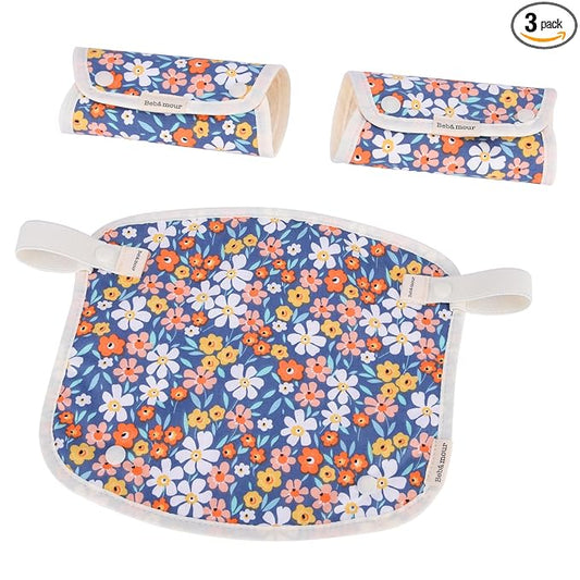 Bebamour Drool and Teething Reversible Cotton Pad For All Carry Positions Baby Carrier White Drool Bib For Boys & Girls(Red Flower)