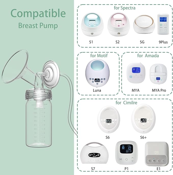 4pcs Breast Milk Storage Bottles 10oz/300ml Compatible with Spectra S1 S2 9 Plus,Motif Luna/Ameda MYA/Bellababy Pumps, Wide-Neck Collection Bottle Container for Momcozy 22oz Portable Cooler