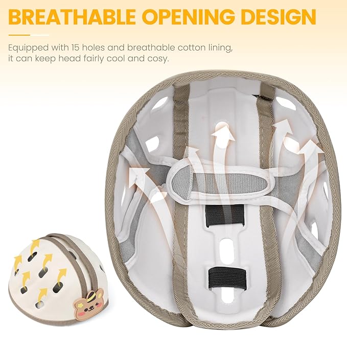 Baby Head Protector for Crawling and Walking, Anti-Collision Soft Infant Helmet for 6-24 Months, Breathable & Ultra-Lightweight & Expandable and Adjustabl (Brown Bear)