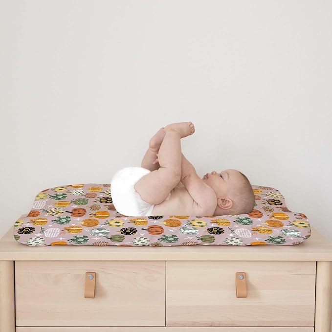 Vintage Fall Pumpkins Floral Baby Changing Pad Covers Autumn Harvest Diaper Changing Table Sheets for Boy Girl Thanksgiving Soft Breathable Stretch Baby Change Pad Table Mats 32''x16''