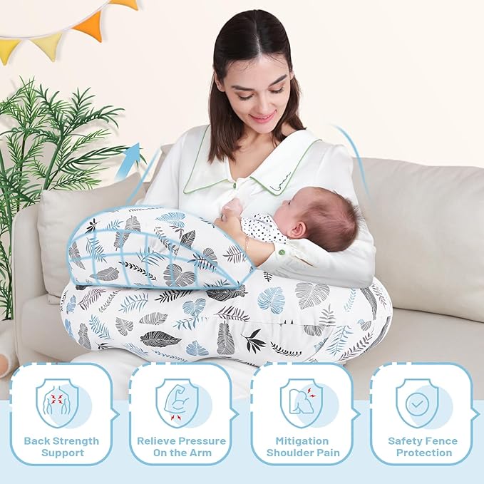 AMASKY Nursing Pillow for Breastfeeding and Bottle Feeding, Ergonomic Support for Mom and Baby, Removable Washable Cover(Milky White), Pallet of Product