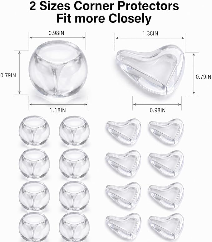 16 Pack Clear Baby Corner Protectors – Teardrop-Shaped & Spherical Furniture Edge Guards for Baby Proofing – Soft PVC Table Corner Covers for Safety on Tables, Cabinets – Childproof Bumpers for Home
