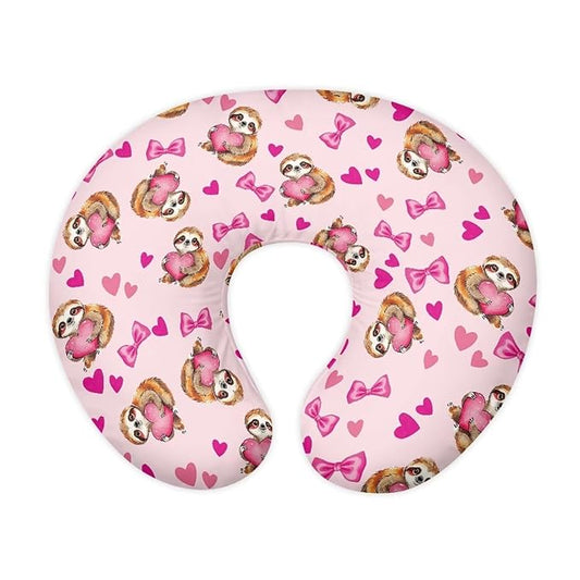 Jeiento Cartoon Sloth Nursing Pilow Covers for Breastfeeding Pillows Soft Nursing Pillow Slipcovers Elastic Comfortable Feeding Pillow Covers Love and Bow Pillows Slipcover for Newborn