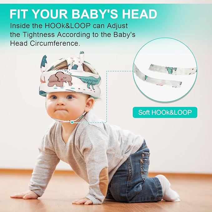 Accmor Baby Head Protector for Crawling Walking, Cute Baby Helmet No Bumps Adjustable Infant Safety Cap, Breathable Protective Kid Headguard Soft Cushion Anti-Collision Toddler Helmets for 6m-24m Kid