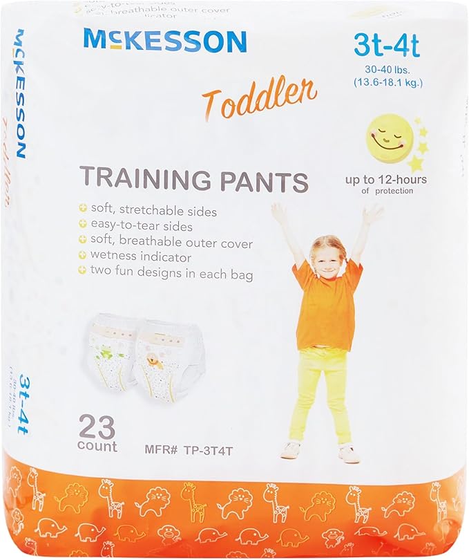 McKesson Toddler Training Pants, 3T to 4T - Disposable, Pull-On with Tear-Away Seams - 30 to 40 lbs, 23 Count, 1 Pack