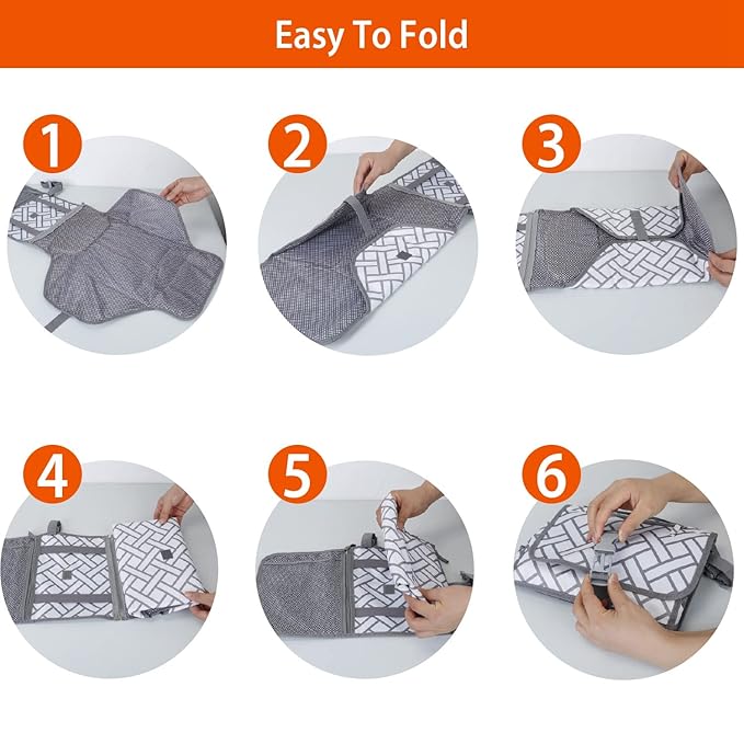 Portable&Foldable Diaper Changing Pad, Moclever Detachable Travel Changing Mat with Waterproof & Easily Cleanable Folding Nappy Changing Travel Mat,Newborns Essentials, Baby Shower Gifts-Grey