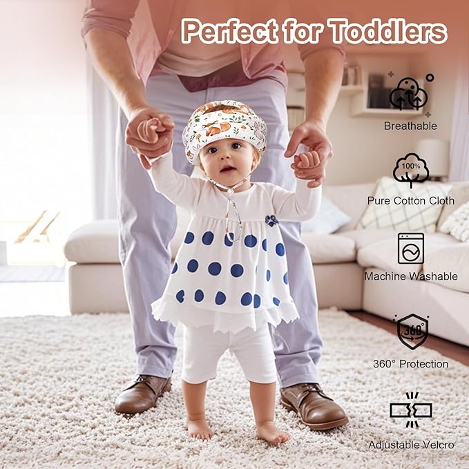 Accmor Baby Helmet for Crawling Walking, Cute Toddler Head Protector Adjustable No Bumps and Soft Cushion, Breathable Infant Safety Cap for Boys Girls Learning to Walk