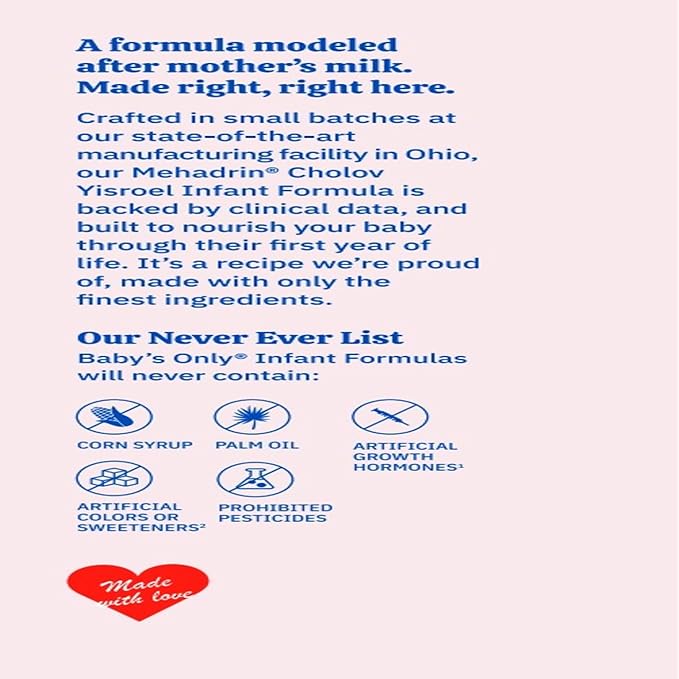 Baby's Only Baby Formula, Complete Nutrition Infant Formula, Milk Based Powder with Iron, Vitamin E, Vitamin D, Easy to Digest Infant Formula for Newborn to 12 Months Old, 21 oz, Value Can 4 Pack