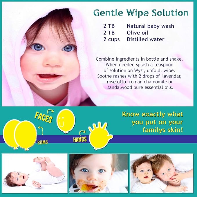 Wysi Baby Starter Kit Multi-Purpose Expandable Wipes & Travel Tube - Just Add Water - 100 Compressed Tablets - All Natural Reusable Wipes & Towellettes - Hypoallergenic - Compostable - Gentle