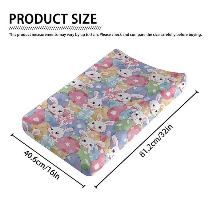 Easter Egg Rabbit Changing Pad Cover Infant Newborn Changing Table Covers Diaper Soft Breathable Table Change Mat Sheet Cover