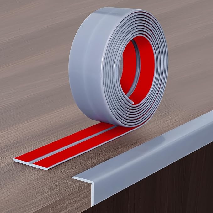 Wall Corner Protector, Peel and Stick Wall Corner Trim, Flexible Rubber Molding Wall Corner Guard, L Shaped Self Adhesive Edge Protector Moulding Trim for Wall Edge Ceiling, Grey, 3/4in,10Ft