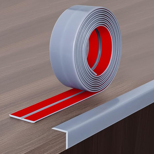Wall Corner Protector, Peel and Stick Wall Corner Trim, Flexible Rubber Molding Wall Corner Guard, L Shaped Self Adhesive Edge Protector Moulding Trim for Wall Edge Ceiling, Grey, 3/4in,10Ft