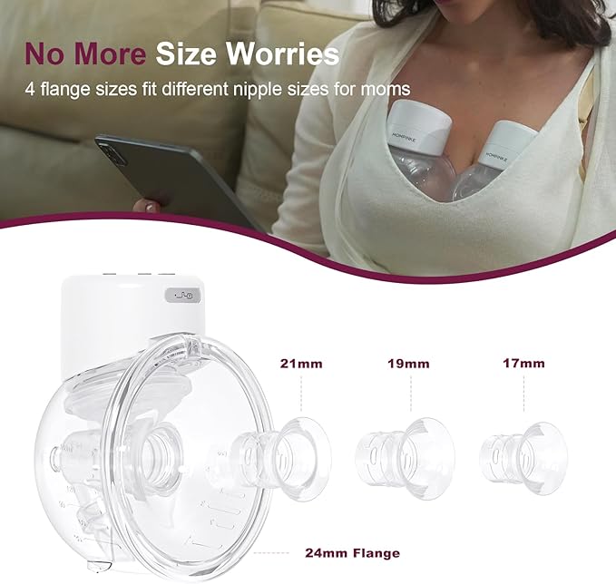 Wearable Breast Pump S12, Electric DoublePump Hands-Free Breastfeeding Pump, 9 Adjustable Suction Levels, Portable Low Noise Hospital-Grade Breast Pump with Carrying Bag, 24mm, 2 Pack (white)