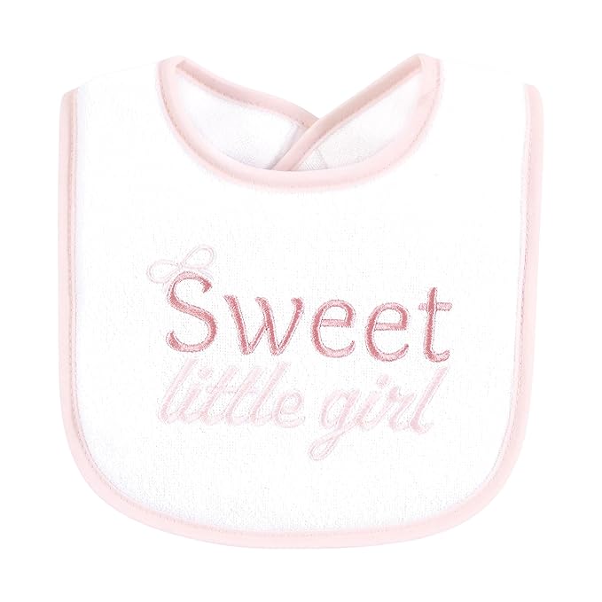 Hudson Baby Infant Girl Cotton Terry Drooler Bibs with Fiber Filling, Cutest Family, One Size