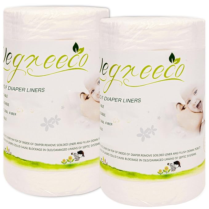 wegreeco Unscented Diaper Liners - Fragance Free and Chlorine Free Cloth Diaper Liners - 100 Sheets Per Roll (2 Roll)