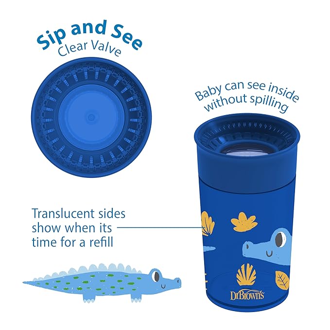 Dr. Brown's Milestones Wide-Neck Sippy Spout Bottle with 100% Silicone Handles & Milestones Cheers 360 Cup Spoutless Transition Cup, Travel Friendly