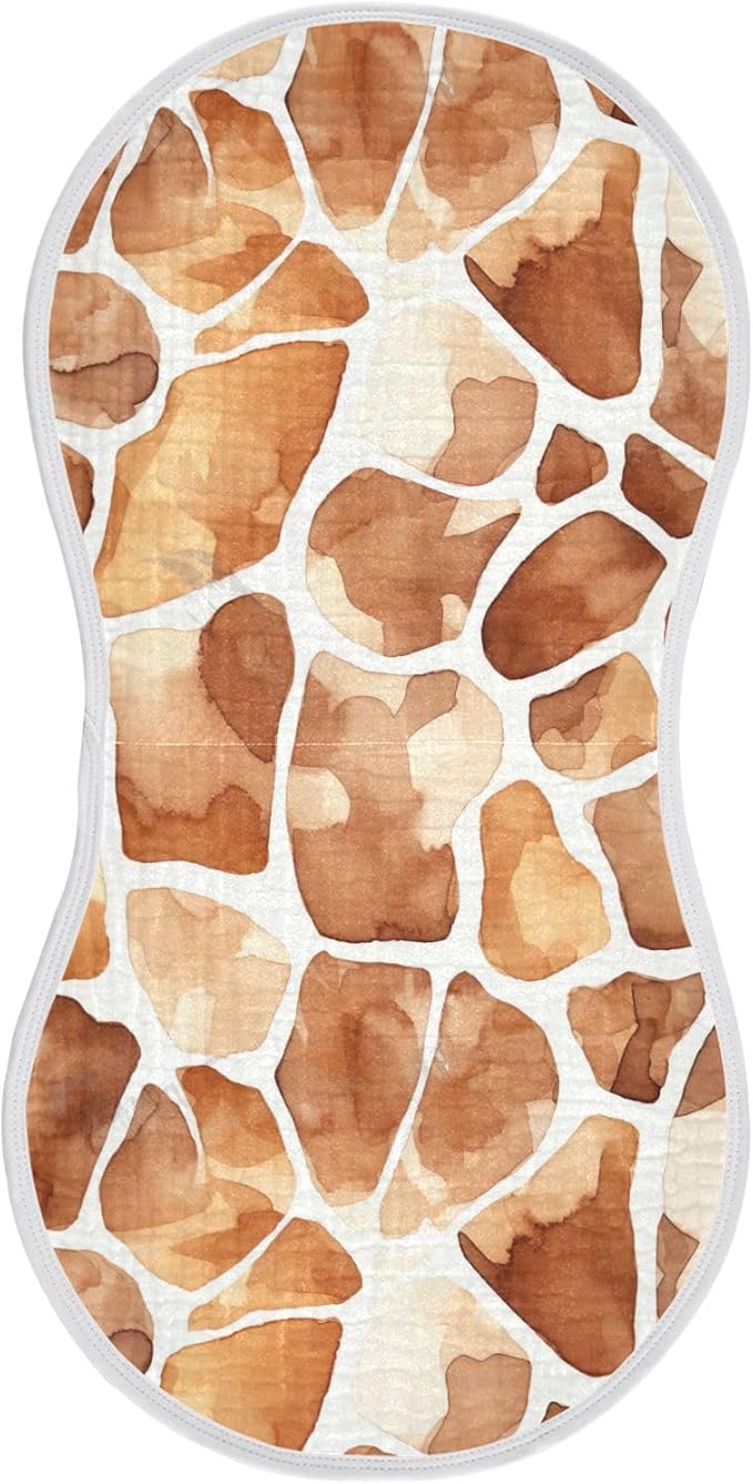 4Pcs Giraffe Print Burp Cloth,Unisex Large Absorbent Soft Cotton Muslin Burping Cloths for Newborn Boys Girls,11x22in,A111944