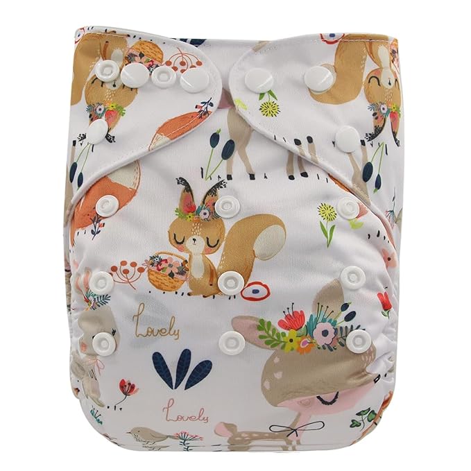 Baby Pocket Diaper Nappy Reusable Washable 8lbs to 36lbs (Bunnies Deers)