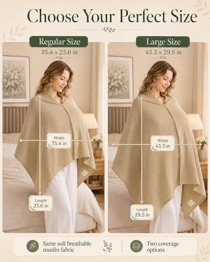 TADO MUSLIN 2-Pack Muslin Nursing Cover for Baby Breastfeeding, 100% Organic Cotton Breastfeeding Cover for Mom, Soft Breathable Privacy Nursing Apron, Multi-use Stroller Cover & Car Seat Canopy Beige