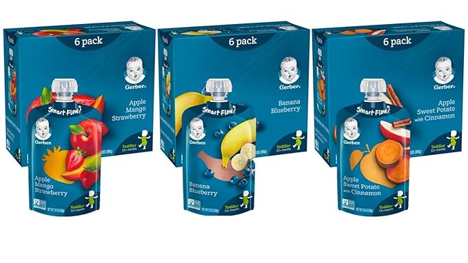 Gerber Baby Food Pouches, Toddler Snacks Variety Pack (18 Count) | Gerber Baby Snacks Puffs Variety Pack (8 Count)