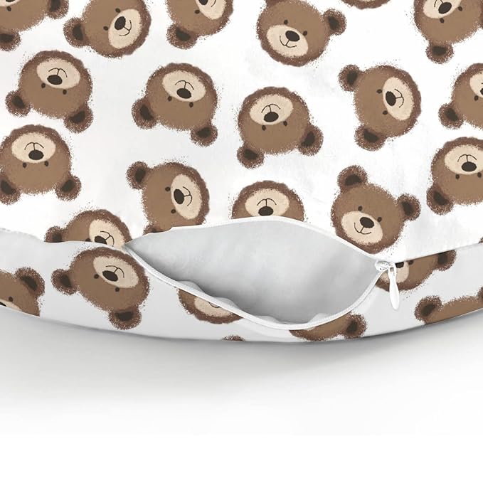Neutral Boho Bears Baby Nursing Pillow Covers for Boy Girl Cute Brown Bear Nursing Pillow Slipcovers for Breastfeeding Pillows Watercolor Bears Soft Stretchy Slipcover for Newborn Infant
