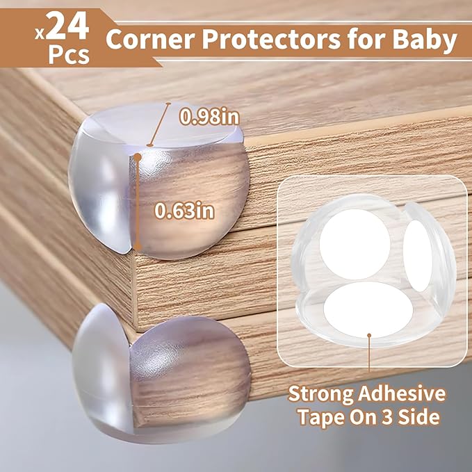 Silicone Corner Protector, Table Protectors for Baby, Clear Furniture Corner Guards & Edge Safety Bumpers Cushion to Cover Sharp Furniture & Table Edges (24 Count (Pack of 1))