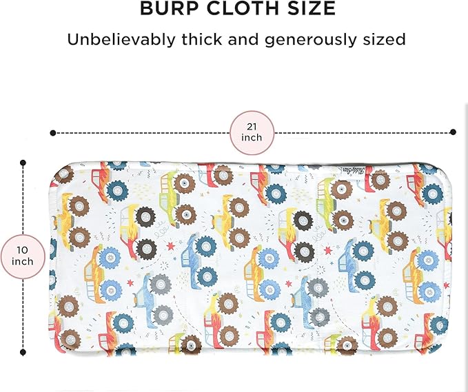 KiddyStar 5-Pack Burp Cloths – Organic Cotton, Soft, Large & Absorbent 3-Layer Towels for Newborns – Essential for Feeding & Spit-Up
