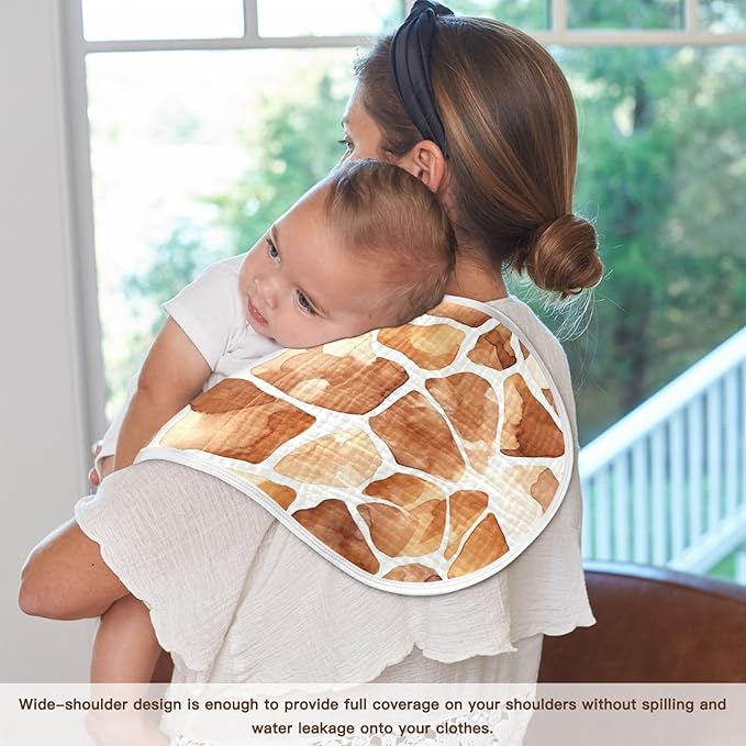 1Pc Giraffe Print Burp Cloth,Unisex Large Absorbent Soft Cotton Muslin Burping Cloths for Newborn Boys Girls,11x22in,A111944