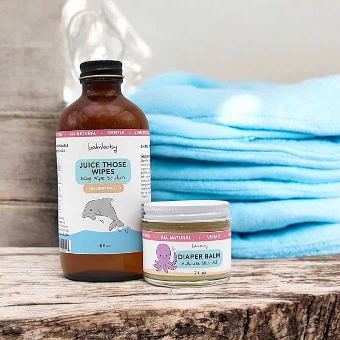 Juice Those Wipes - Make Baby Wipes with All Natural Concentrate Solution to Use with Cloth or Disposables - Makes 2+ Gallons No-Rinse Formula Gentle on Baby's Bottom – Use at Home or Travel - Glass