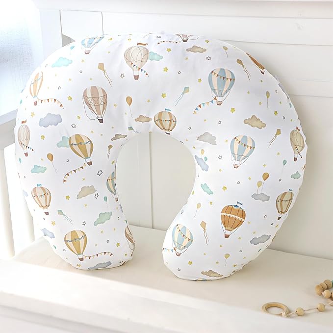 DILIMI Nursing Pillow Cover, Stretchy Removable Pillowcase for Breastfeeding Pillows, Ultra Soft Comfortable Slipcover for Baby Girl and Boy, Hot Air Balloon