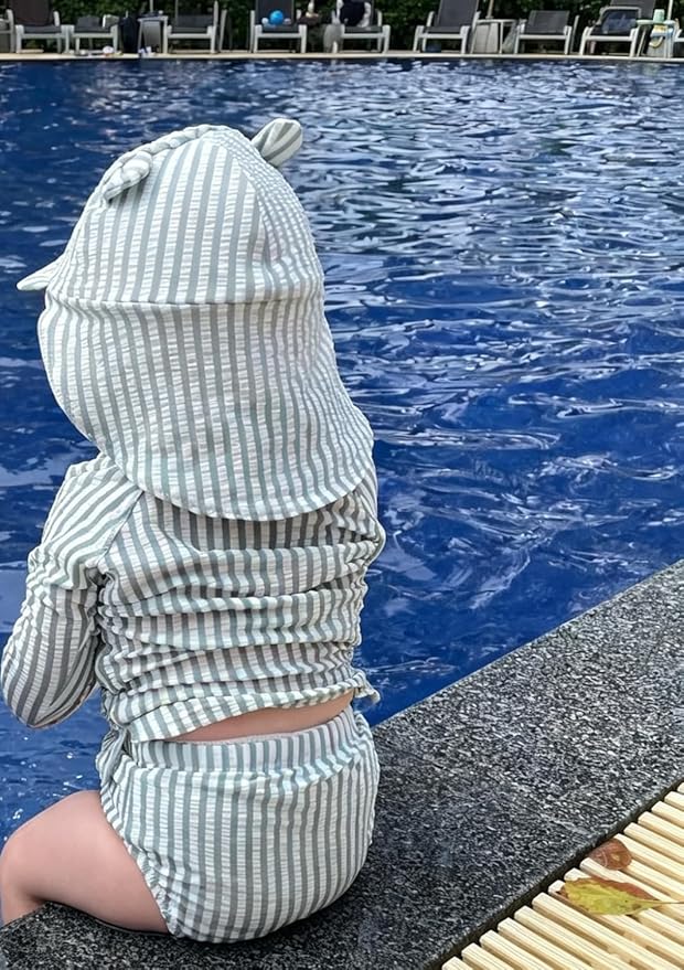 Toddler Boys Swim Diapers Reusable Swimming Diaper BPA Free Seersucker Non Disposable Swim Pants 2-3T