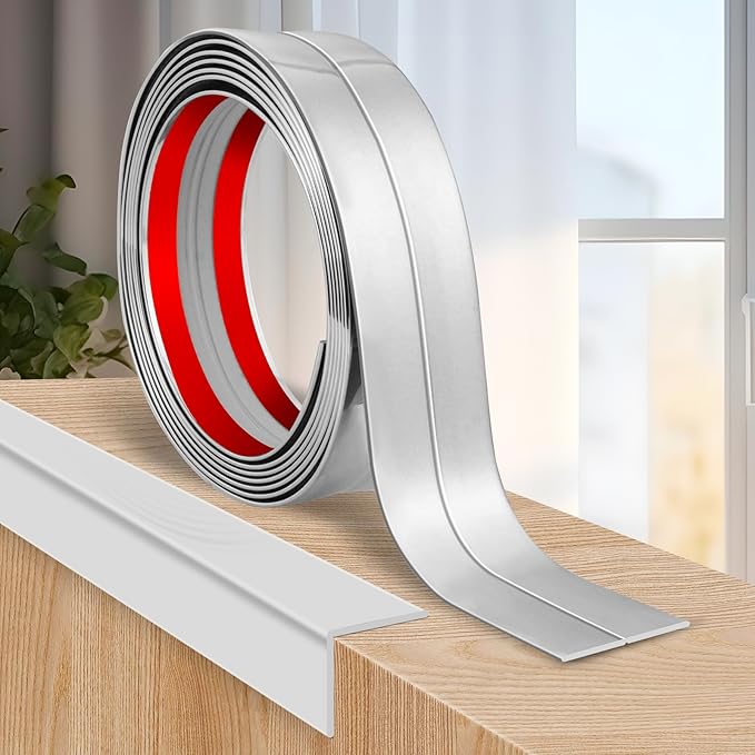 Flexible Wall Corner Protector Moulding Trim - Peel and Stick Guards, Self Adhesive Edge Molding Strip for Ceiling (Silver, 2.4 in x 40 Ft)