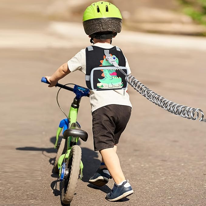 Accmor Toddler Harness Leash with Anti Lost Wrist Link, Kids Walking Harness, Child Restraints for Walking Outdoor Travel, Cute Dinosuar Portable Baby Holder Tether Wristband Strap for Boys