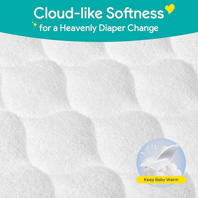 Quilted Thicker Baby Changing Pad Liner 3 Pack, Waterproof Soft Non Slip Warm on Baby’s Back Diaper Change Mat Liner, Machine Washable Reusable Easy to Clean, Fit for Most Changing Table Pad