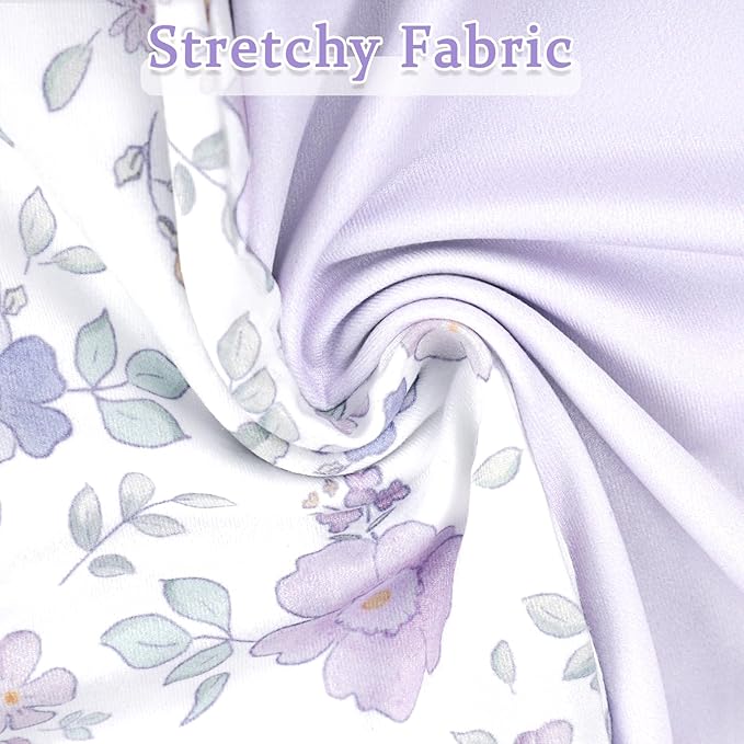 SWESEN 2 Pack Nursing Pillow Covers, Ultra Soft Nursing Cover for Breastfeeding Pillows, Stretchy Nursing Pillow Slipcover for Baby Girls Boys, Fits Standard Baby Pillow, Purple Floral