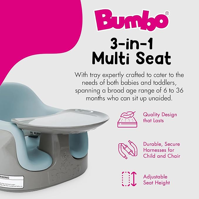 Bumbo 3-in-1 Multi-Seat for 6 to 36 Months, Travel Baby and Infant Feeding & Play Floor Seat, Breige/Desert Mirage - All-in-One Portable Booster with Dining Tray & Toddler Kitchen High Chair