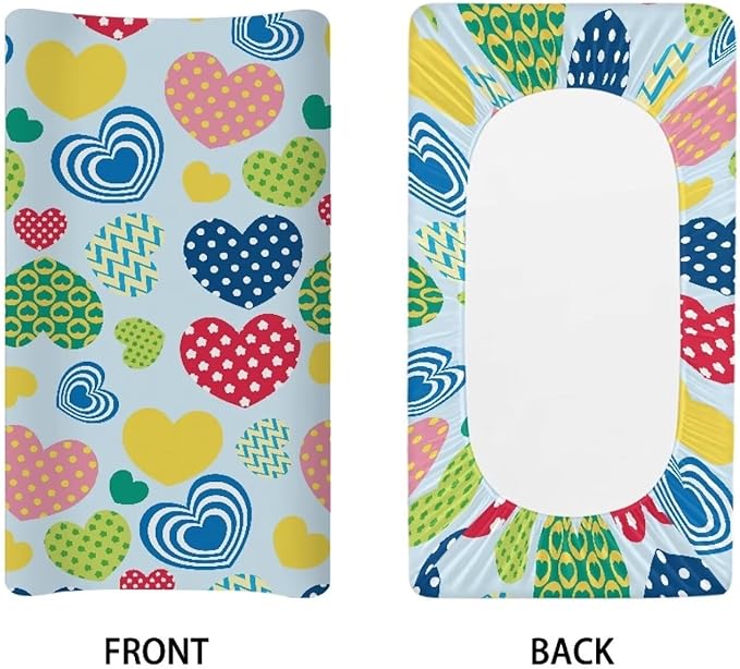 Heart Valentine Changing Table Cover Valentine Decor Comfy Cozy Sheet Crib Mat Waterproof Changing Pad Cover for Baby Breathable Stretchy Universal Tray Table Mat