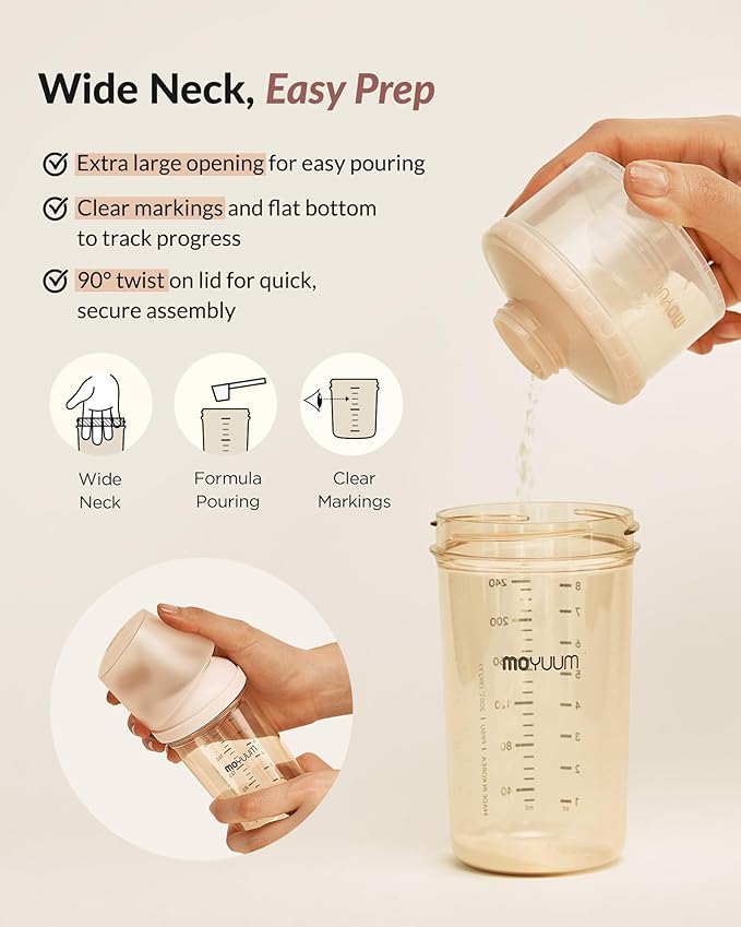 Moyuum MOV.aa Premium PPSU Wide Neck Anti-Colic Baby Bottle | Made in Korea, Microplastic & BPA-Free, Breastfeed Transition, Natural Fit Nipples for Newborns & All Stages - 8 oz (2 Pack, Mint)