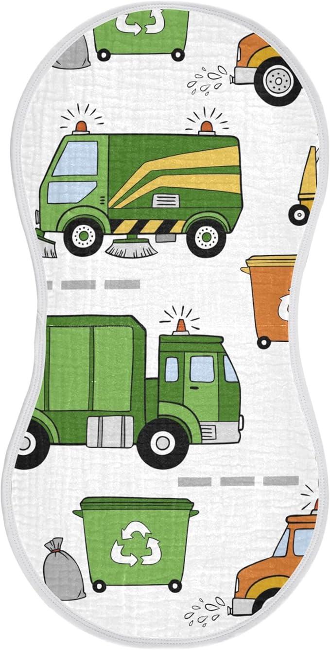 Garbage Trucks Car Burp Cloths Baby Boys Girls Absorbent Soft Cotton Burping Cloths Rags 1 Pack