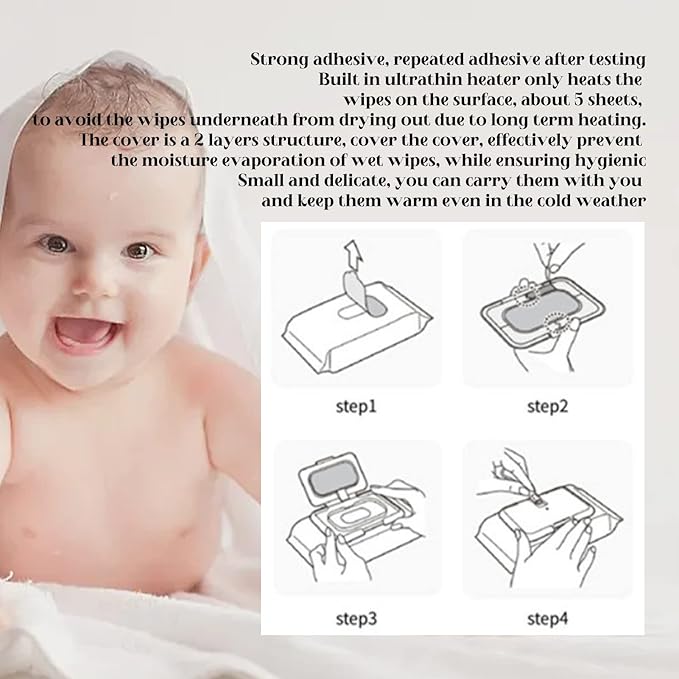 Baby Wet Wipes Dispenser, Wipes Dispenser, Reusable Baby Wipes Heater, USB Mini Portable Baby Wipe Warmer for Newborn Travel Compatible Portable Charger Wipe WarmersWipes(Light Blue)