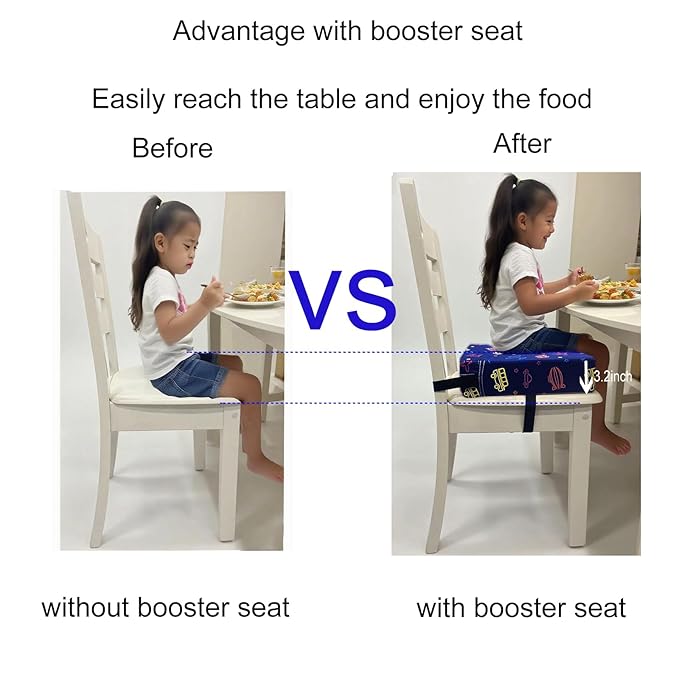 Toddler Booster Seats for Kitchen Chair with Double Safer Straps Non-Slip Bottom for Kids, Portable Travel High Density Sponge Detachable Cushion for Boys Girls (Airplane)